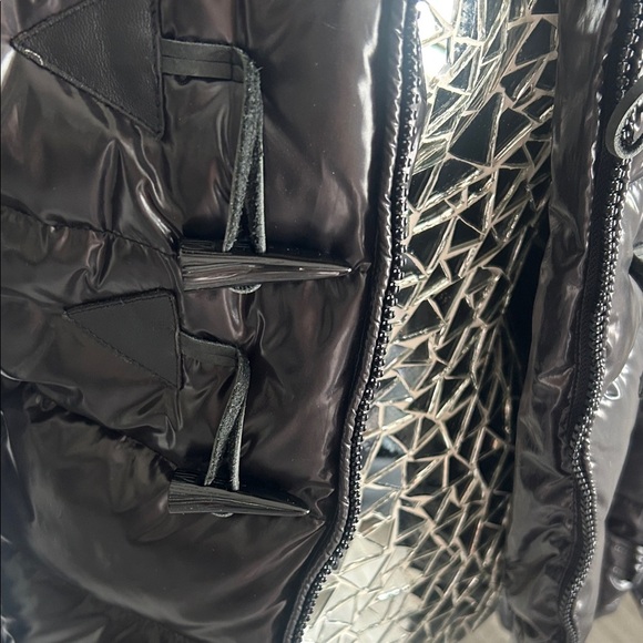 Street Wear Black Puffer Jacket with Real Genuine Fox Fur Trim M - Picture 5 of 10